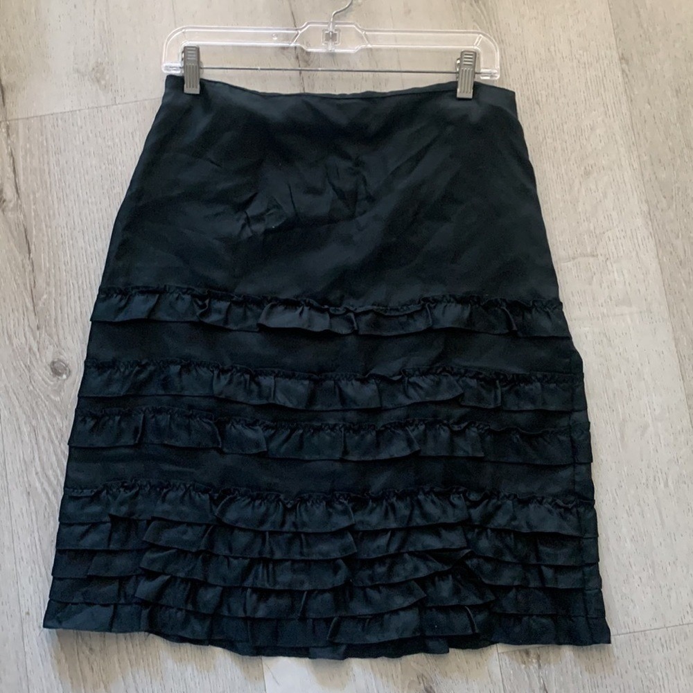 RALPH RALPH‎ LAUREN Y2K Plaid Label Womens 6 Skirt Silk Tiered Ruffles Black